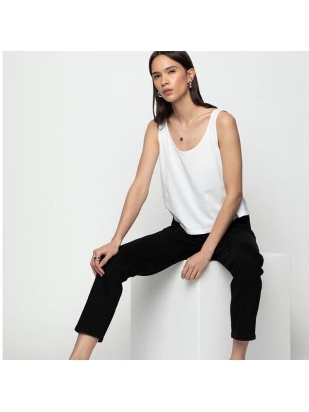 OAK + FORT High Waisted Slim Black Jeans, size 27